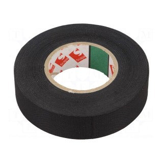 Tape: textile | W: 19mm | L: 30m | Thk: 0.14mm | rubber | black | -40÷125°C