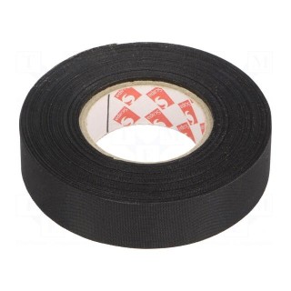 Tape: textile | W: 19mm | L: 30m | Thk: 0.15mm | rubber | black | -40÷105°C