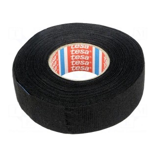 Tape: textile | W: 25mm | L: 15m | Thk: 0.3mm | Automotive | black | 105°C