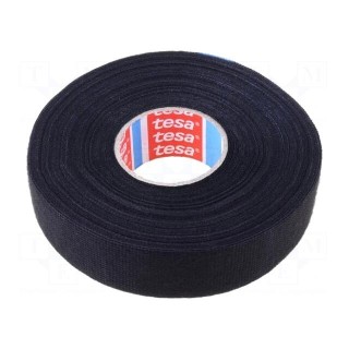 Tape: textile | W: 25mm | L: 25m | Thk: 250um | Automotive | rubber | black