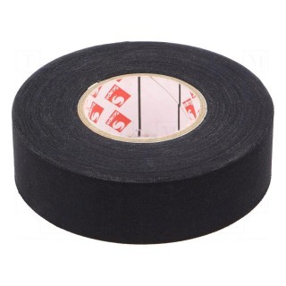 Tape: textile | W: 25mm | L: 25m | Thk: 250um | rubber | black | 8%