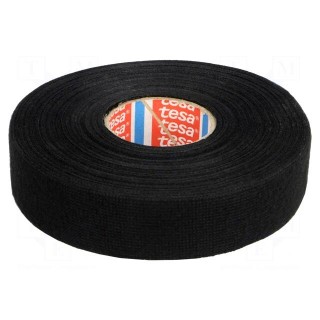 Tape: textile | W: 25mm | L: 25m | Thk: 300um | Automotive | black | 105°C
