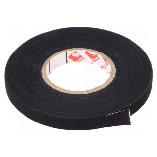 Tape: textile | W: 9mm | L: 25m | Thk: 250um | rubber | black