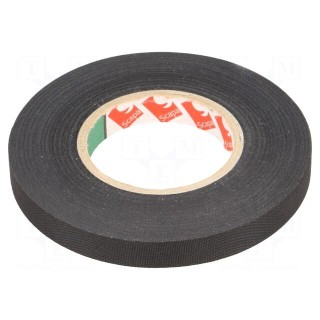 Tape: textile | W: 9mm | L: 30m | Thk: 0.14mm | rubber | black | -40÷125°C