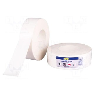 Tape: duct | W: 38mm | L: 50m | Thk: 0.3mm | white | natural rubber | 10%