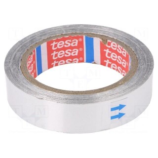 Tape: duct | W: 25mm | L: 50m | Thk: 30um | grey | acrylic | aluminium | 3%