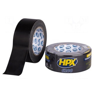 Tape: duct | W: 48mm | L: 25m | Thk: 0.3mm | black | natural rubber | 12%