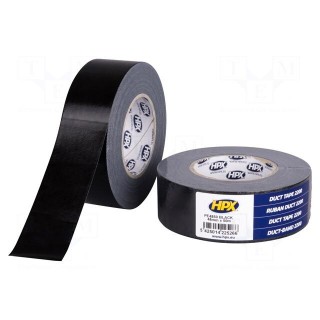 Tape: duct | W: 48mm | L: 50m | Thk: 0.2mm | black | natural rubber | 12%