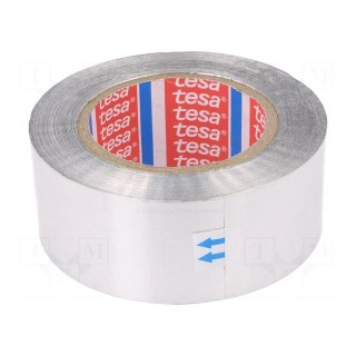 Tape: duct | W: 50mm | L: 50m | Thk: 0.07mm | grey | acrylic | aluminium