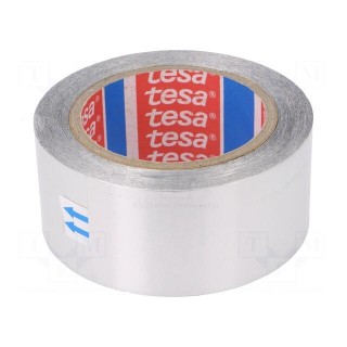 Tape: duct | W: 50mm | L: 50m | Thk: 50um | grey | acrylic | aluminium | 3%