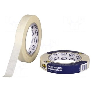 Tape: masking | W: 19mm | L: 50m | Thk: 0.13mm | cream | 35N/cm | max.60°C