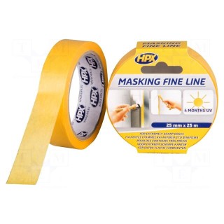 Tape: masking | W: 25mm | L: 25m | Thk: 0.09mm | orange | 30N/cm | acrylic