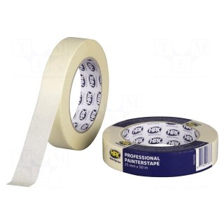 Tape: masking | W: 25mm | L: 50m | Thk: 0.13mm | cream | 35N/cm | max.60°C