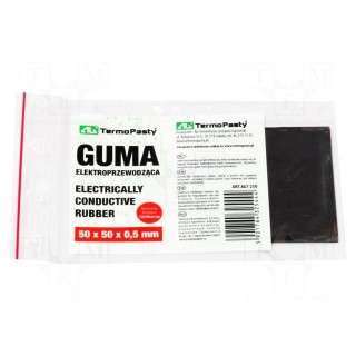 Electrically conductive rubber | black | W: 50mm | L: 50mm | Thk: 0.5mm