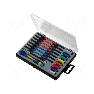 Kit: screwdriver bits | Pcs: 17 | Phillips,Torx,flat | Package: bag