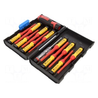 Kit: screwdrivers | insulated | 1kVAC | plastic box | 13pcs.