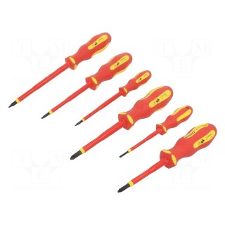 Kit: screwdrivers | insulated | 1kVAC | Pozidriv®,slot | 6pcs.