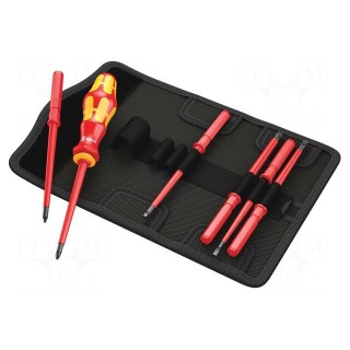 Kit: screwdrivers | insulated | 1kVAC | square,Phillips,slot | case