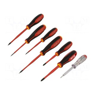 Kit: screwdrivers | insulated | Phillips,slot | Kit: voltage tester