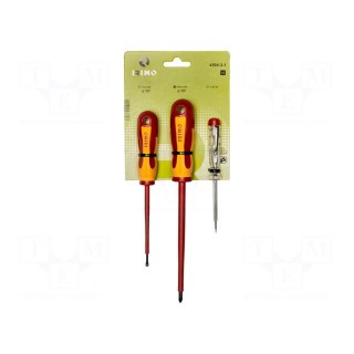 Kit: screwdrivers | insulated | Phillips,slot | Size: PH1,SL 3,SL 4