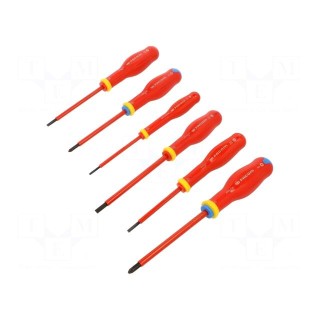 Kit: screwdrivers | insulated | Pozidriv®,slot | 6pcs.