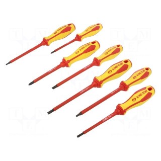Kit: screwdrivers | insulated | Pozidriv®,slot | 7pcs.