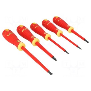 Kit: screwdrivers | insulated | Pozidriv®,slot | BahcoFit | 5pcs.