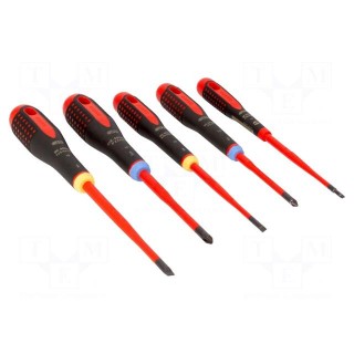 Kit: screwdrivers | insulated | Pozidriv®,slot | ERGO® | 5pcs.