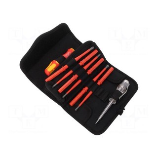 Kit: screwdrivers | Pcs: 16 | insulated,slim | 1kVAC | Package: case
