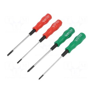 Kit: screwdrivers | Pcs: 4 | Phillips,slot