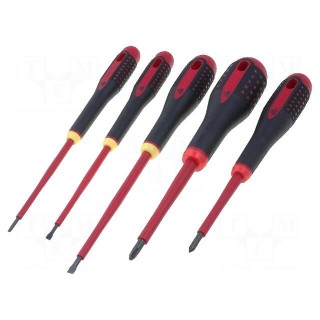Kit: screwdrivers | Pcs: 5 | insulated | 1kVAC | Phillips,slot