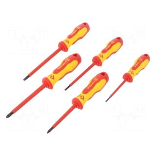 Kit: screwdrivers | Pcs: 5 | insulated | 1kVAC | Pozidriv®,slot