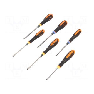 Kit: screwdrivers | Pcs: 6 | assisted with a key | Pozidriv®,slot
