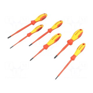 Kit: screwdrivers | Pcs: 6 | insulated | 1kVAC | Phillips,slot