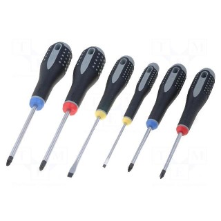 Kit: screwdrivers | Phillips,Pozidriv®,slot | ERGO® | 6pcs.