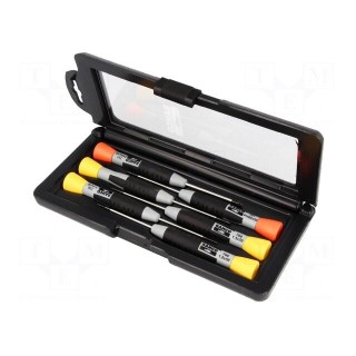 Kit: screwdrivers | Pcs: 6 | Phillips,slot | Package: plastic box