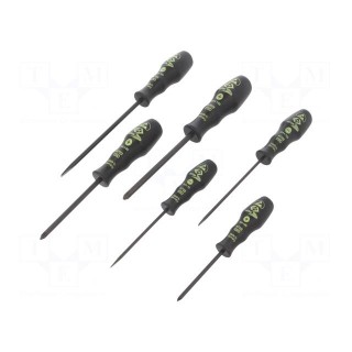 Kit: screwdrivers | Pcs: 6 | Pozidriv®,slot | ESD