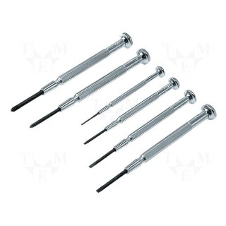 Kit: screwdrivers | precision | Phillips,slot | blister | 6pcs.