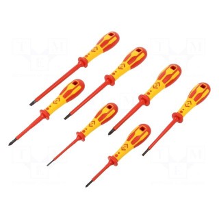 Kit: screwdrivers | Pcs: 7 | insulated | 1kVAC | Phillips,slot