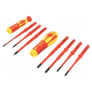 Kit: screwdrivers | Pcs: 9 | insulated | 1kVAC | MOD,Pozidriv®,slot