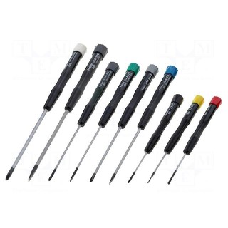 Kit: screwdrivers | Pcs: 9 | Phillips cross,precision,slot