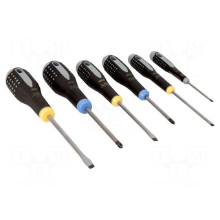 Kit: screwdrivers | Pozidriv®,slot | ERGO® | 6pcs.