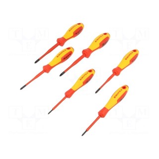 Kit: screwdrivers | Pcs: 6 | insulated | 1kVAC | Phillips,Pozidriv®