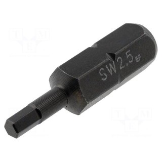 Screwdriver bit | hex key | HEX 2,5mm | Overall len: 25mm