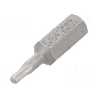 Screwdriver bit | Hex Plus key | HEX 5/64" | Overall len: 25mm