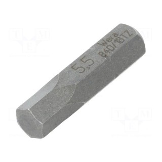 Screwdriver bit | Allen hex key | HEX 5,5mm | Overall len: 25mm
