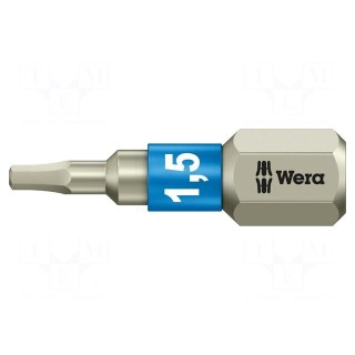 Screwdriver bit | Hex Plus key | HEX 1,5mm | Overall len: 25mm
