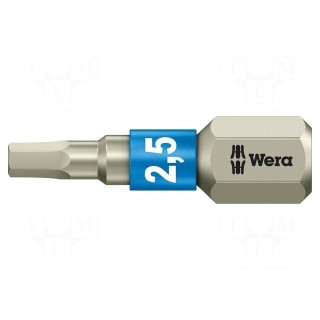 Screwdriver bit | Hex Plus key | HEX 2,5mm | Overall len: 25mm