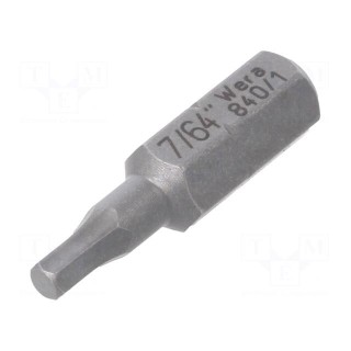 Screwdriver bit | Hex Plus key | HEX 7/64" | Overall len: 25mm
