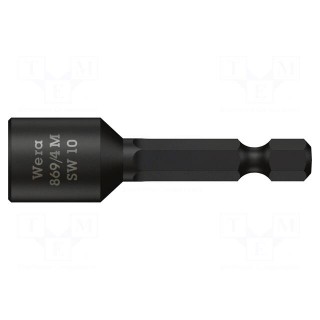 Screwdriver bit | 6-angles socket | Socket: HEX 10mm | with magnet